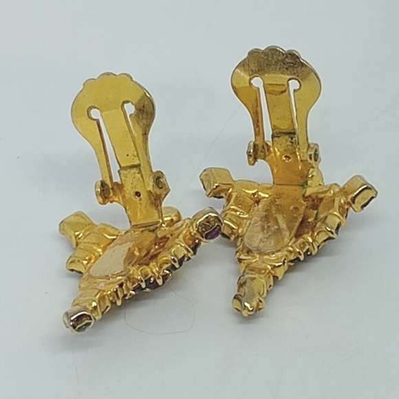 * vintage Warner Christmas Tree pin brooch AND clip on earrings SET - Picture 9 of 10